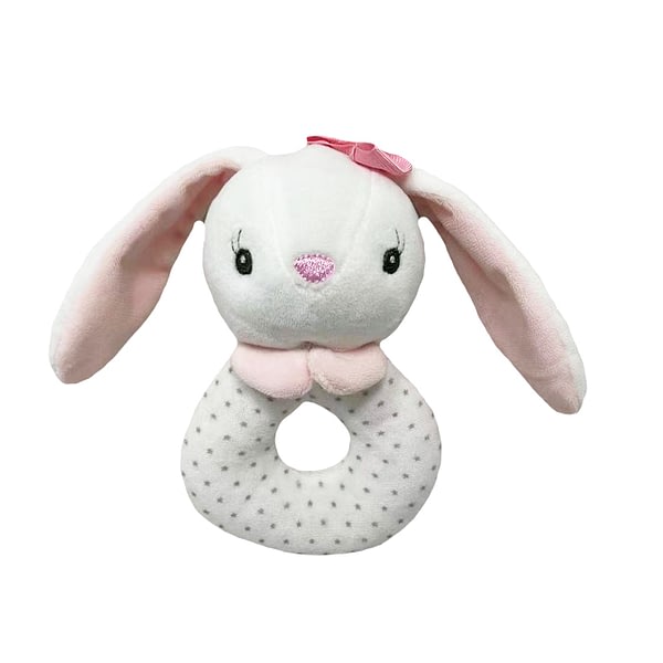 AXIOM 9318 Grzechotka Króliczek biało-różowy z kokardką 18 cm